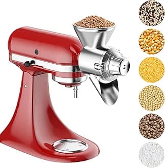 HOZODO Grain Mill Attachment for KitchenAid Stand Mixer, All Metal 9 Levels Flour Mill for KitchenAid, Suitable for Fully Dried Low-Moisture, Low-Oil Grains, Grain Corn, Millet, Wheat