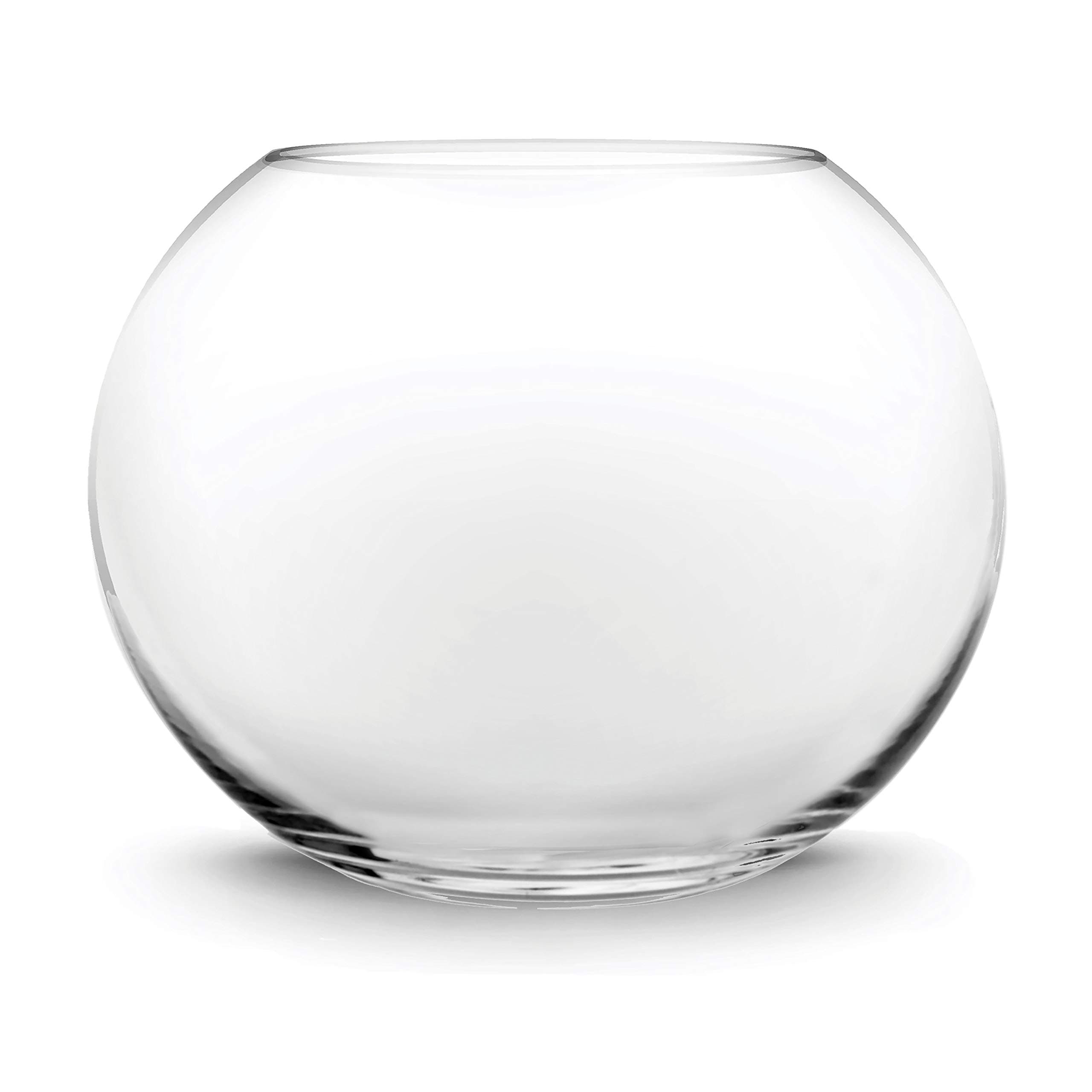 CYS EXCEL Glass Bubble Vase (H-4.5" W-5.5", Approx. 1/4 Gal.) Small Fish Bowl Round Terrarium Vase Globe Flower Centerpiece for Weddings Events Arrangements