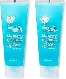 Aloe Vera Gel for Sunburn Relief – Cooling After Sun Jelly for Adults & Kids Face & Body – 96.6% Pure Gel – Reef Friendly, Alcohol & Fragrance Free – 4 Oz – Pack of 2