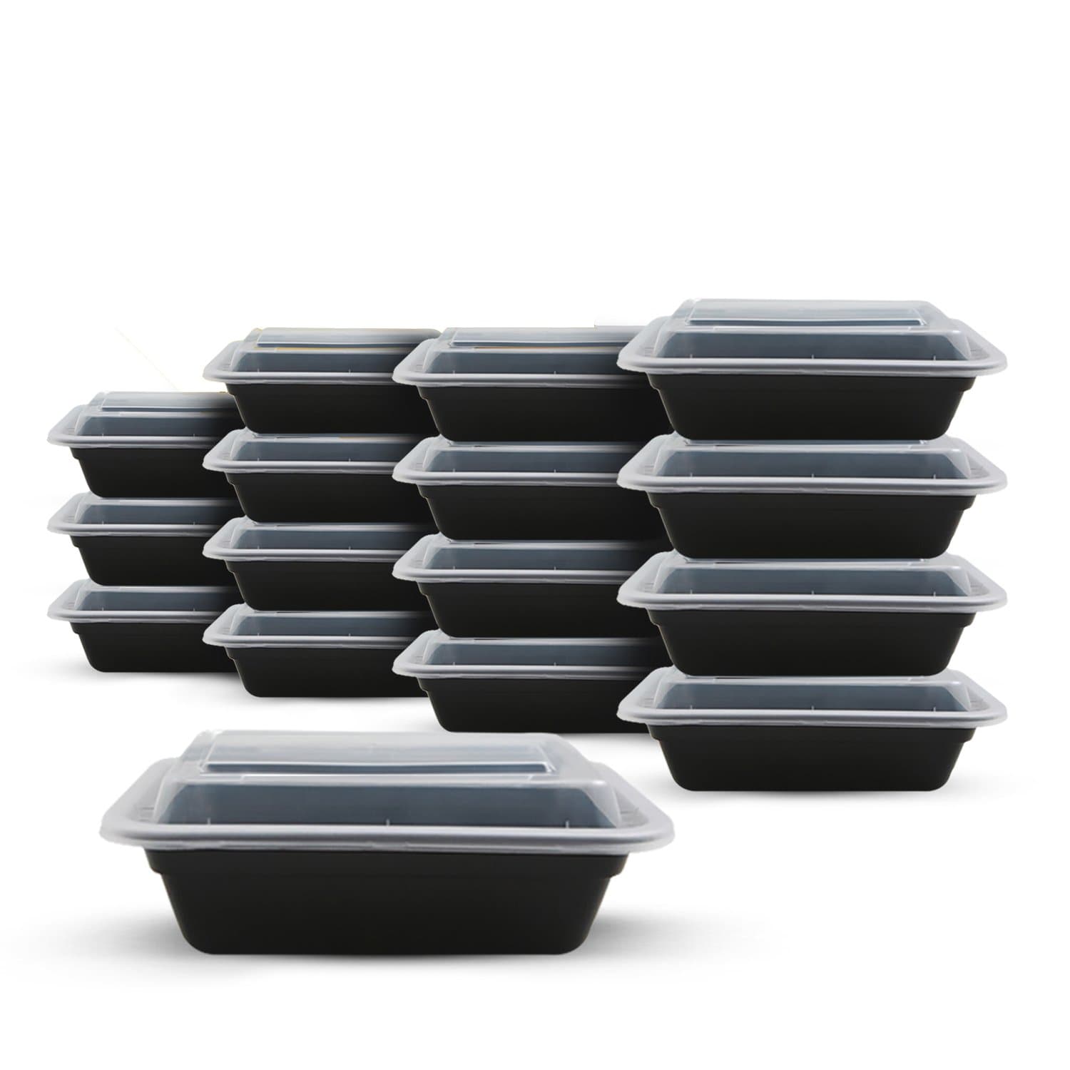 Fitpacker SMALL Meal Prep Containers - Plastic Stackable Reusable Storage - Microwave, Dishwasher, Freezer Safe (16oz - Set of 16)
