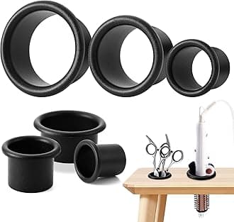 3 Pcs Hair Dryer Holder Insert Curling Iron Holder Stainless Steel Salon Station Holder Appliance Hair Styling Tool Tube Comb Organizer for Hairdresser Bathroom (Black,3"+2"+1.5")