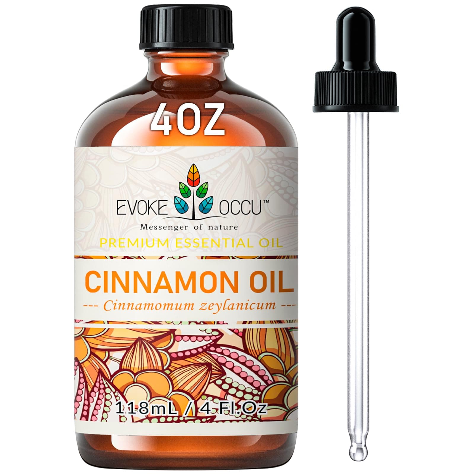 Cinnamon Essential Oil - Warm Fall Scent for Diffuser, Spray, Soap, Candles, Hair & Skin Care - 4 Fl Oz