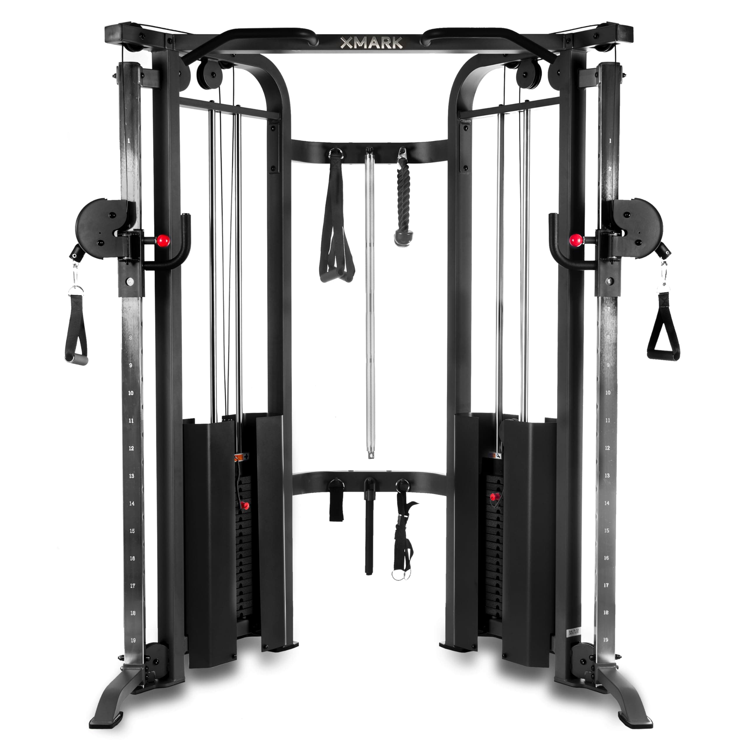 XMARK Functional Trainer Cable Machine, Dual Weight Stack Cable Pulley Machine for Strength Training, Commercial and Home Gyms, and Rehab Facilities