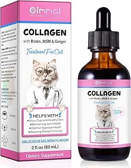 Collagen for Cats, Liquid Collagen for Cat, Liquid Collage Skin and Coat Cats, Cats Collagen, Itch Relief for Cat with Biotin, Supplement for Cats Salmon Flavor