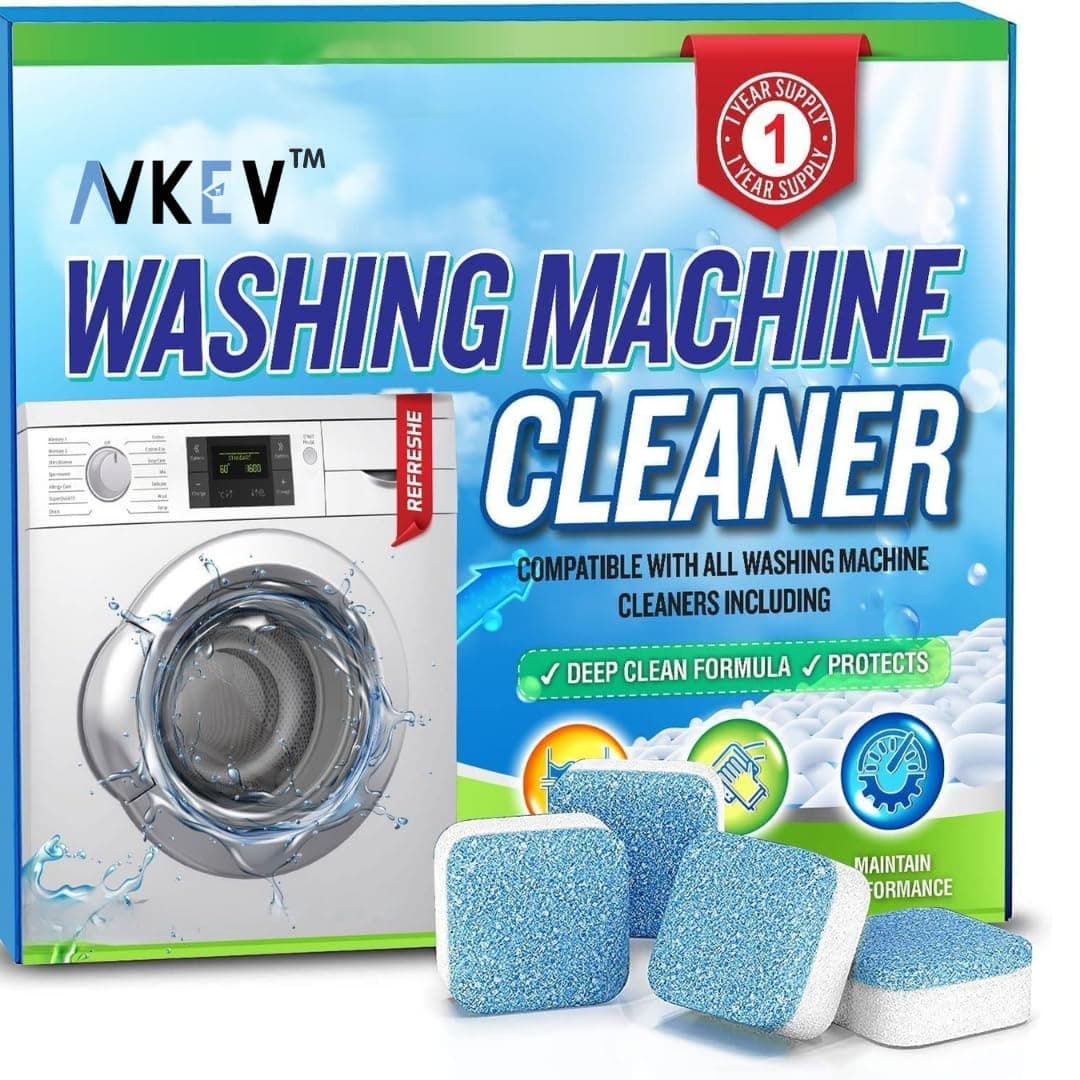 Ankev Washing Machine Cleaner Tablets for Front and Top Load Machine, Deep Cleaning Formula for HE Front Loader, Drum Stain Remover Washer, Clean Inside Drum and Laundry Tub Seal, Pack of 48 Tablet