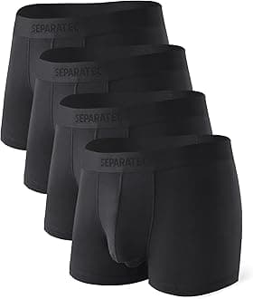 Separatec4 Pack Mens Soft Breathable Viscose Bamboo Underwear Double Pouch Briefs