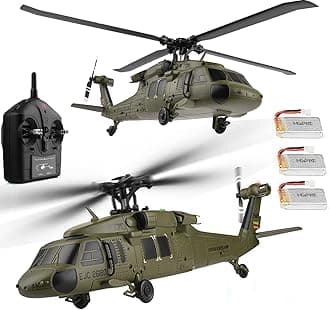 K170 UH60L Remote Controlled Helicopter Aircraft Plane 2.4Ghz 4CH RC Helicopter Heli Aileronless 6-Axis Gyroscope Altitude Hovering 3-Batteries for Adults Beginners