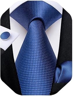 Mens Solid Color Tie and Pocket Square Set Woven Silk Plain Necktie & Handkerchief for Men Wedding Party Formal