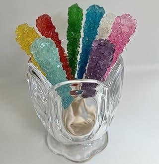 Classic Rock Candy Sticks, Sugar Rock Crystal Lollipops, Individually Wrapped (Pack of 12, Rainbow Assorted Flavors)
