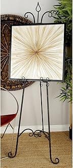 Deco 79 Metal Scroll Extra Large Free Standing Adjustable Display Stand Easel with Chain Support, 23" x 1" x 66", Black