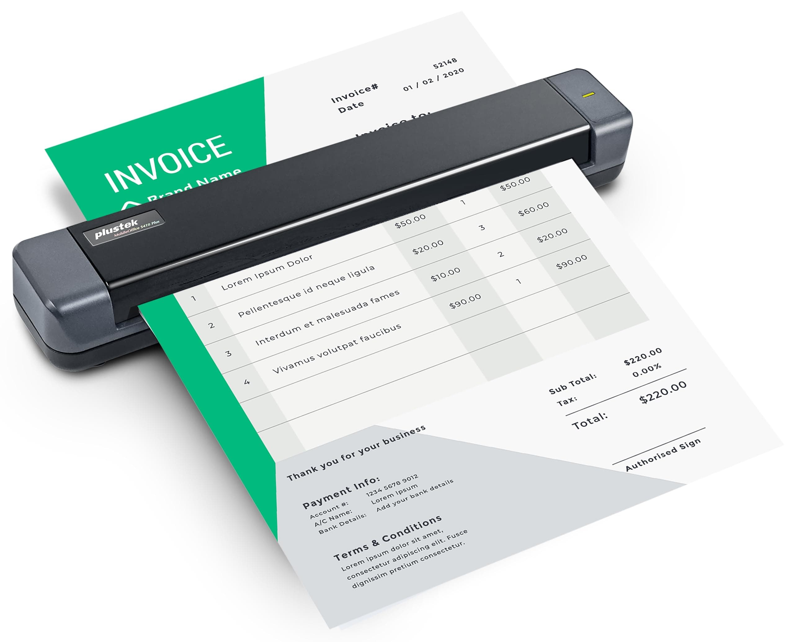 Mobile Scanner S410 Plus - Portable Sheet-Fed Document Scanner - for Windows 7 / 8 / 10 / 11, Featuring Button-Free Scanning with Included OCR Software