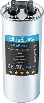 BlueStars 50 MFD uf ± 5% MFD 370 V VAC or 440 Volt Motor Run Round Capacitor by Blue Stars - Compatible for Air Conditioner or Heat Pump Condenser