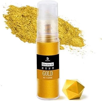 Luster Dust Edible Set - 5 Food Grade Edible Shimmer Dust Powder in Spray Bottle (Gold)