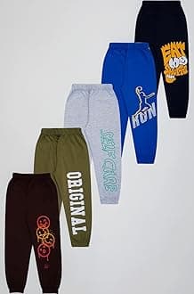 - Boy's Cotton Regular Fit Printed Track Pants (Pack fo 5)