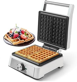 Waffles Maker 2 Slices, Large Square Belgian Waffle Maker, Anti-Overflow Waffle Iron Non-stick Plate, Thick Breakfast Waffle Machine Make Waffles in Minutes, Adjustable Temperature, 1200W