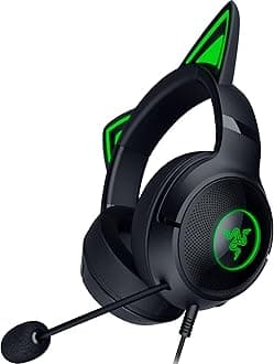 Razer Kraken Kitty V2 USB Wired RGB Headset: Chromachitiere - Stream Reactive Lighting - Hyper Clear Cardioid Microphone - Triforce 40mm Driver - 7.1 Surround Sound - Classic Black