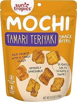 Mochi Snack Bites Tamari Teriyaki Flavor, 3.5 oz (Pack of 6) | Crispy Crunchy Mochi Rice Bites | Gluten Free, Dairy Free, No MSG Added Asian Rice Snacks