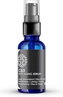 C60 Anti-Aging Face Serum 30ml with Hyaluronic Acid, Plant Stem Cells, Peptides, Vitamins B + C & Anti Aging Wrinkle Complexes for Men & Women Made with Organic Ingredients