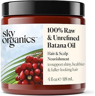 Sky Organics - Batana Oil, 4 fl oz - 100% Raw & Unrefined - Hair & Scalp Nourishment - Fatty Acids, Antioxidants, & Vitamins - Sourced from Honduras - Vegan & Cruelty Free - Hair Care & Self Care