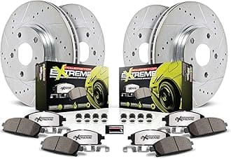 PowerStop Front and Rear Brake Kit For Chrysler 300 2005-23 |Dodge Challenger 2009-23 |Charger 2006-23 |Magnum 2005-08 - Carbon Fiber Ceramic Brake Pads + Drilled & Slotted Rotors Upgrade, K2853-26