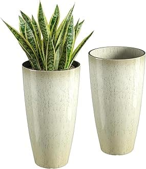 QCQHDU 21 inch Tall Planters for Outdoor & Indoor Plants, 2 Pack Sturdy Plant-Flower-Tree Pots for Front Porch Patio Deck Living Room Decor