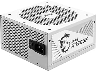 MSI MPG A750GF White Gaming Power Supply - Full Modular - 80 PLUS Gold Certified 750W - 100% Japanese 105°C Capacitors - Compact Size - White Color ATX PSU