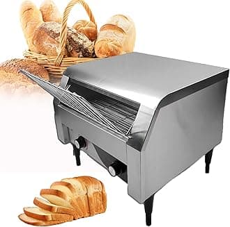 FJYAWEN Commercial Conveyor Toaster Catering Conveyor Toaster 2240W Electric Bread Machine 150/300/450 PCS/H Automatic Toaster Oven intelligent temperature control,Silver-150