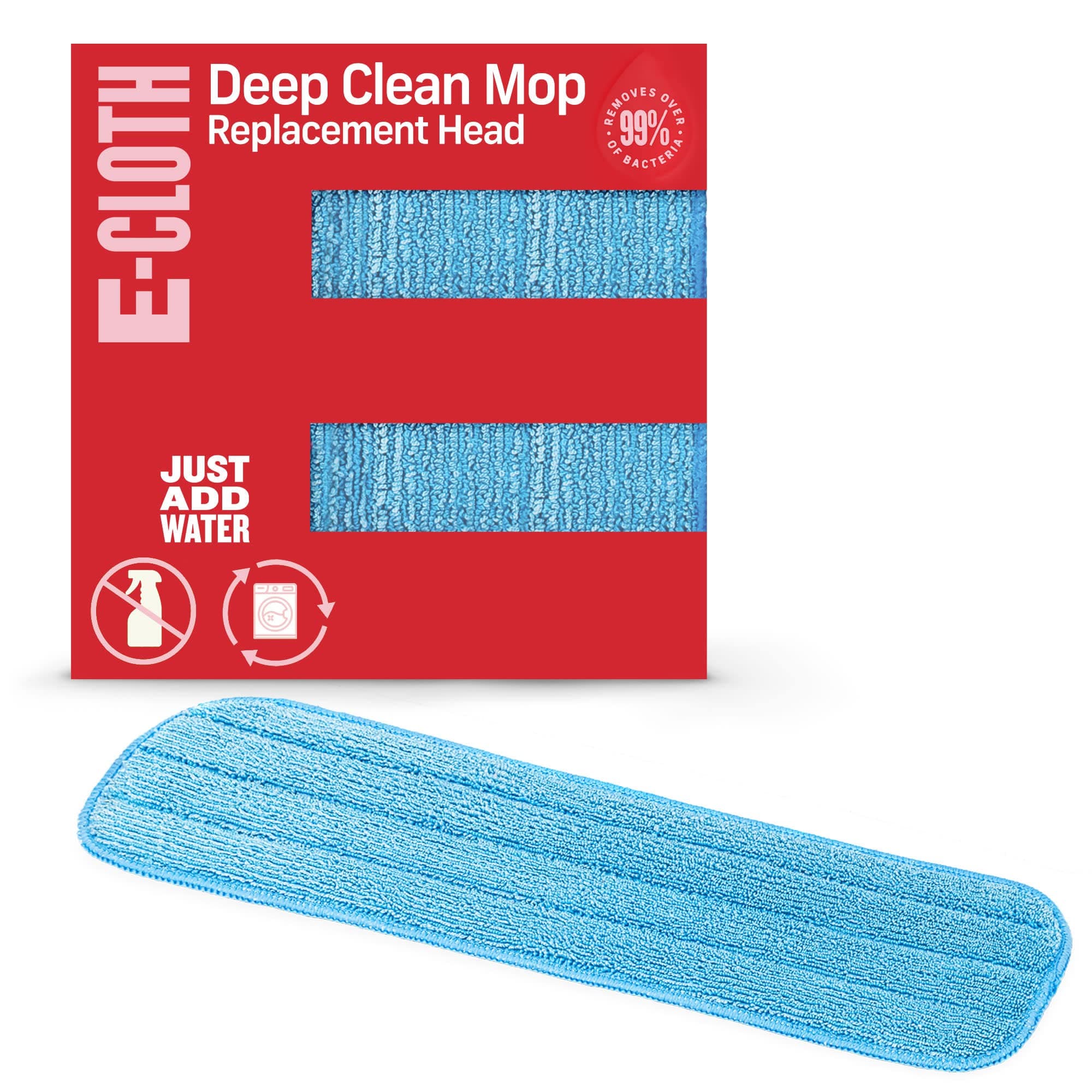 Microfiber Mop Head Replacement - Reusable Microfiber Mop Pads, Washable Floor Cleaning Pads, Multi-Surface Wet Mopping Cloths, Compatible with E-Cloth Deep Clean Mops - 1 Pack