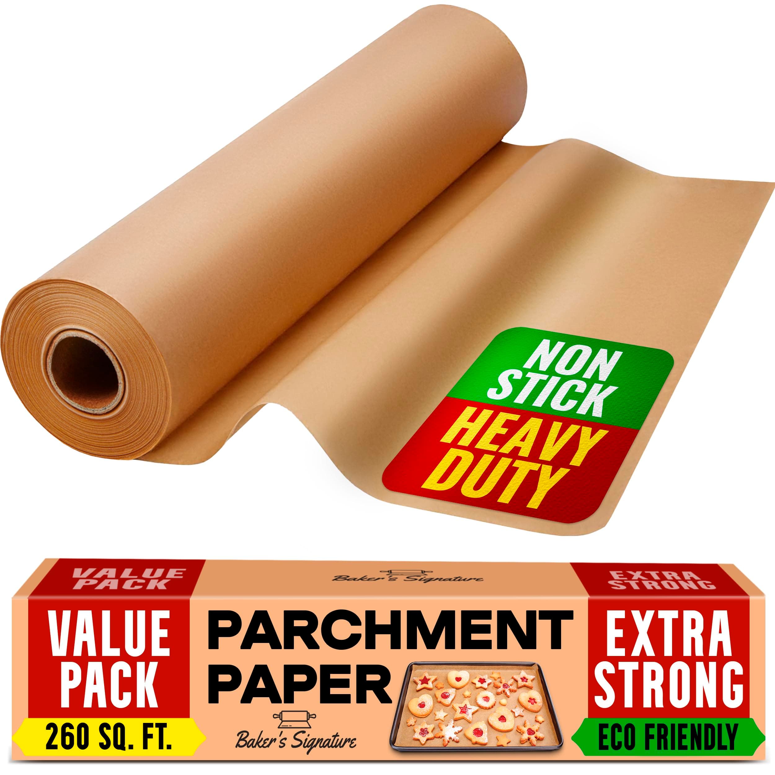 Baking Paper Roll 38cm x 64m – Non-Stick Unbleached Parchment Paper with Cutter for Baking, Cooking, Grilling, Steaming, Air Fryer – Baker’s Signature