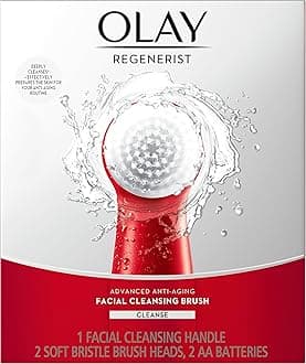 Olay Facial Cleansing Brush Regenerist, Face Exfoliator with 2 Brush Heads