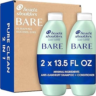 BARE 2-in-1 Dandruff Shampoo And Conditioner Twin Pack, Pure Clean, Sulfate-Free, Silicone-Free, Dye-Free, Eco-Friendly Bottles, Safe for All Hair Types, 13.5 Fl Oz Each (Set of 2)