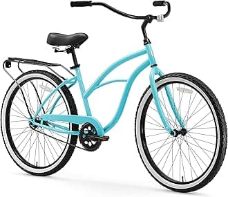 Electric-Bicycles Around The Block Women's Ebike, 250/500 Watt Motor, 7-Speed Beach Cruiser Bicycle with Rear Rack, 26" Wheels, Multiple Colors