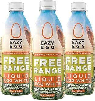 Free Range Egg Whites Liquid 3 x 1L | Made in the UK from Eggs Free Range | Ambient Storage & 6 Month Shelf Life | for Baking, Shakes, Omelettes & Cocktails