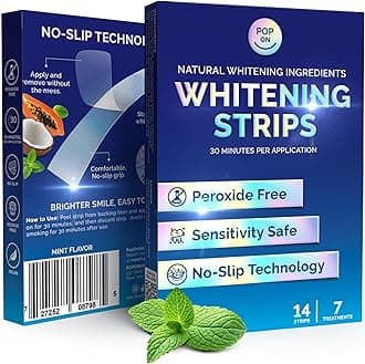 Teeth Whitening Strips for Sensitive Teeth and Gums - Peroxide Free and Enamel Safe with Coconut Oil for Gentle and Whiter Teeth - 7-Day Treatment White Strips with Non-Slip and Dry-Strip Technology