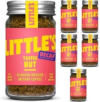 Little's Toffee Nut Flavoured Decaf Instant Coffee, 6 Pack (50g x 6) - Decaffeinated Coffee, Rich & Smooth, Infused With Toffee Flavour - Vegan Friendly, Low Calories, No Added Sugar