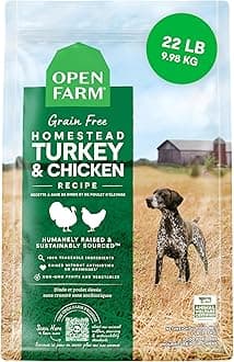 Open Farm, Grain-Free Dry Dog Food, Complete & Balanced Kibble, Sustainably & Ethically Sourced Ingredients, Non-GMO Veggies & Superfoods to Support Overall Health, Turkey and Chicken Recipe, 22lb Bag
