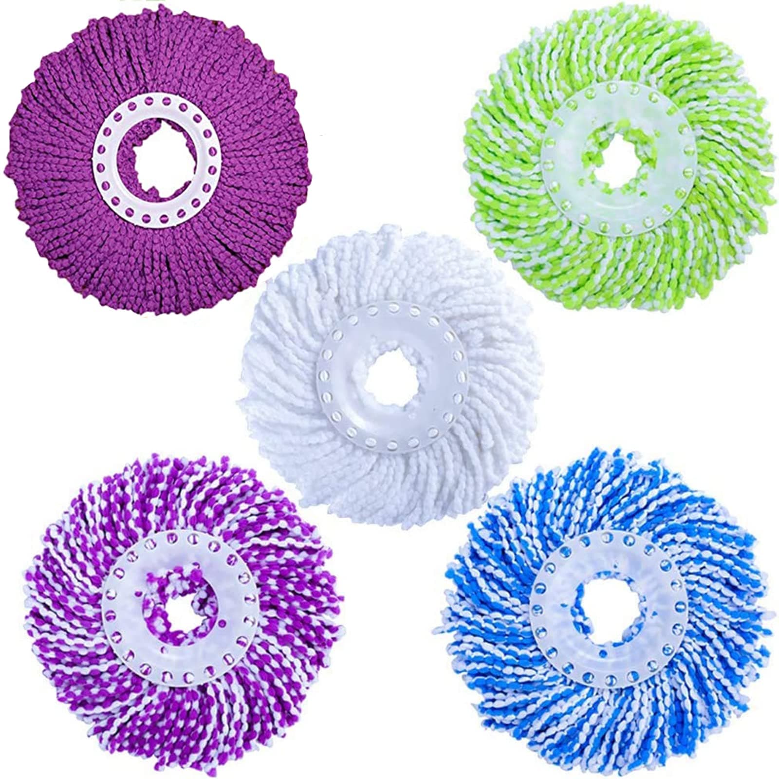 5 Replacement Mop Micro Head Refill for 360° Spin Magic Mop-Microfiber Replacement Mop Head-Round Shape Standard Size