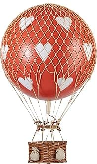 Authentic Models, Royal Aero Air Balloon, Hanging Home Decor - 22 Inch Height, Historic Hot Air Balloon Model for Home Decor, Detailed Vintage Decorations to Hang from Ceiling - Red Heart