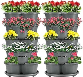 5 Tier Vertical Gardening Stackable Planter for Strawberries, Flowers, Herbs, Vegetables,2-Pack