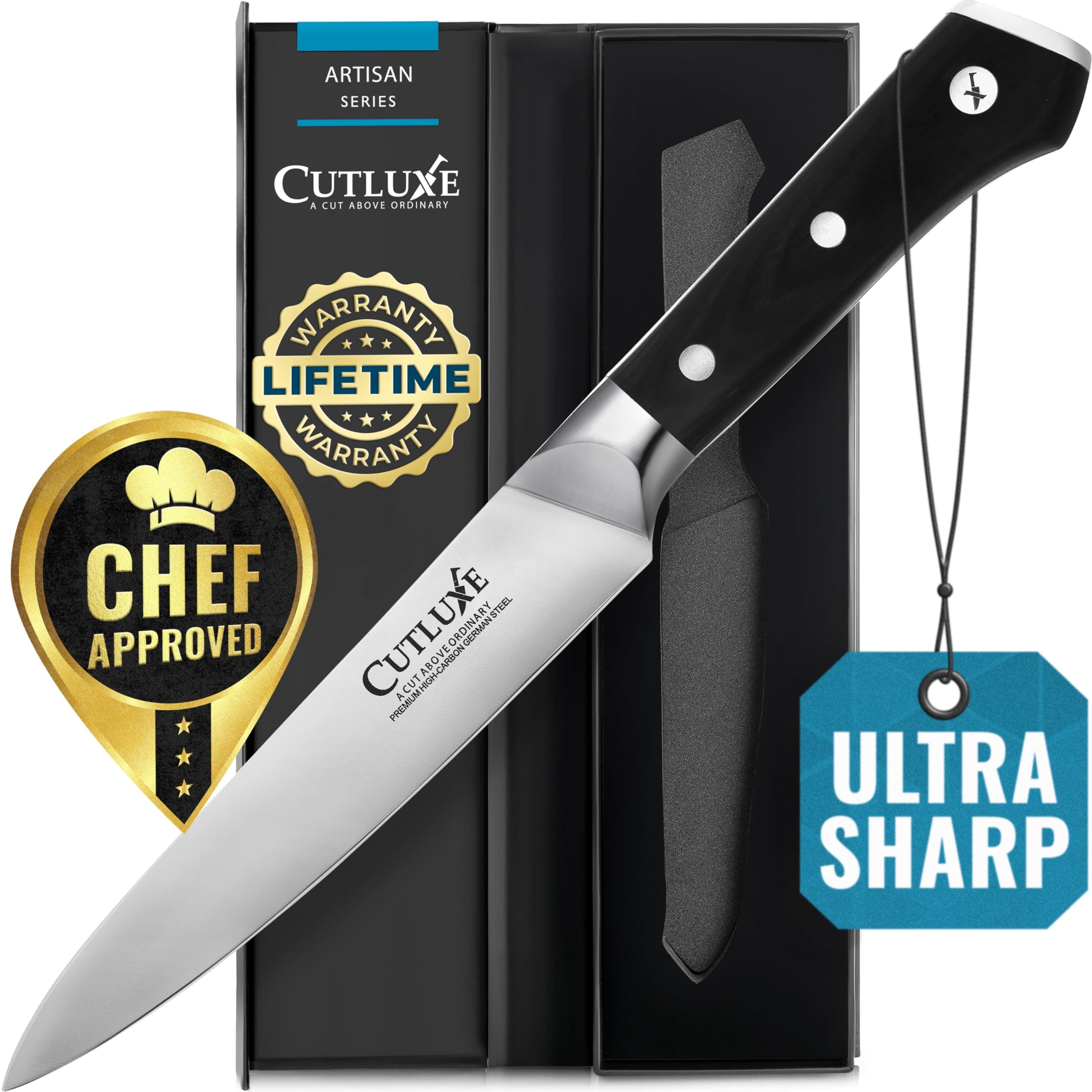 Cutluxe Utility Knife – 5.5" Petty Kitchen Knife – Forged High Carbon German Steel – Full Tang & Razor Sharp – Ergonomic Handle Design – Artisan Series