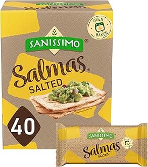 Sanissimo Salmas Salted, 40 packs of 3 Crackers, Oven Baked Corn Crackers, Gluten Free, Non GMO, Kosher Certified
