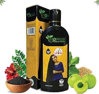 Roopasri Herbal Hair Oil for Men & Women 200 ml | Promotes Hair Growth & Reduces Hair Fall | With Amla, Indigo, Moringa, Hibiscus Flower, Coconut and Bhringraj | Mineral Oil free