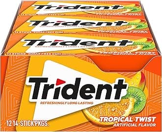 - Trident Tropical Twist Sugar Free Gum, 12 Packs of 14 Pieces (168 Total Pieces)