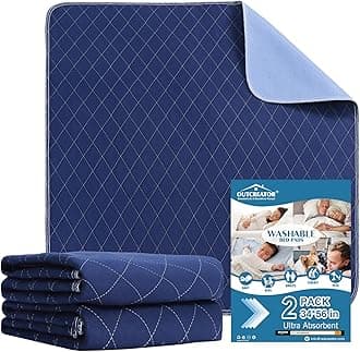 OUTCREATOR® Washable Bed Pads 34" x 56" (Pack of 2), Incontinence Mattress Protector, Anti-Slip Waterproof Underpads for Adults Kids Elderly Pets, Absorbency & Reusable Bedwetting Pads (Dark Blue)