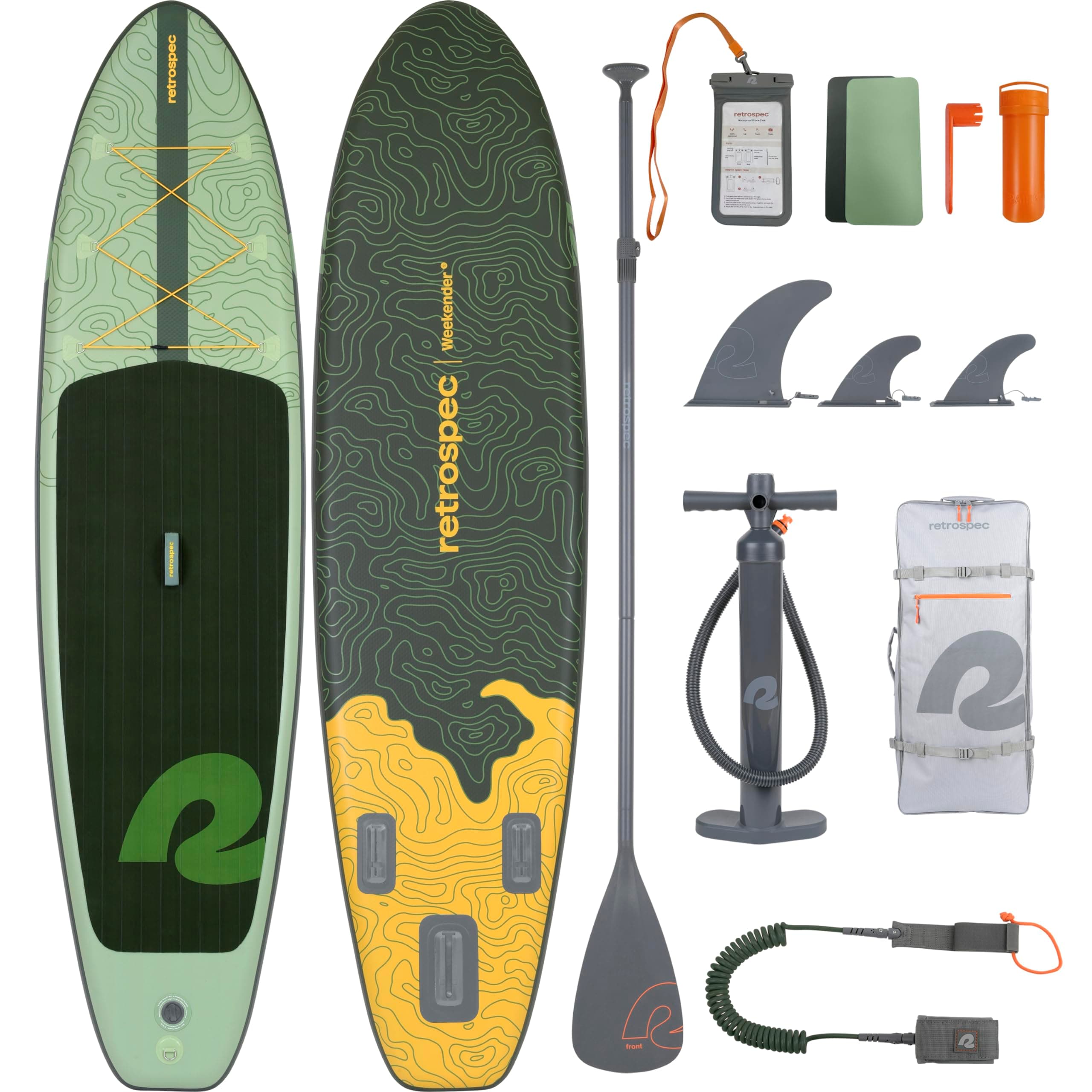 Retrospec Weekender Inflatable Stand Up Paddle Board Includes Paddle, Pump, and Accessories 10’6” Lightweight iSUP, Puncture Resistant Inflatable Paddle Board for Adults