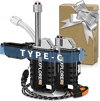 USB C Rechargeable Lighter, 360° Flexible Neck, Wind & Water Proof, Electric Arc Lighters for Candle, Camping