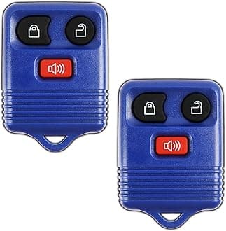 KeylessOption Key Fob Replacement for 1998 1999 2000 2001 2002 2003 2004 2005 2006 2007 2008 2009 2010 2011 2012 2013 2014 2015 2016 Ford Lincoln Mazda Mercury Remote, 3-Button Navy Blue - 2 Pack