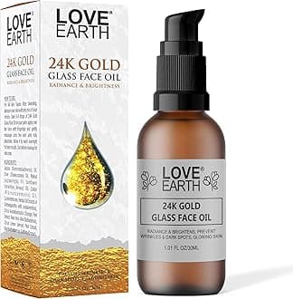 Love Earth 24K Gold Glass Face Oil With Pure Essential Oils and 24K Gold Flakes, Paraben & Chemical Free 30ml