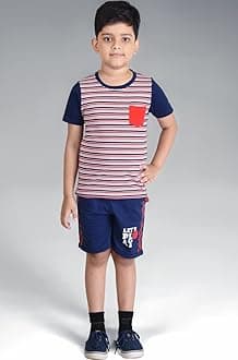 Clothe Funn Boys Coordinate Set (Stripes, Navy, 7-8 Years)