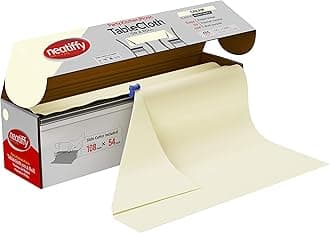 Neatiffy Disposable Plastic Tablecloth Roll, Equivalent to 12 Packs of Picnic, Ivory